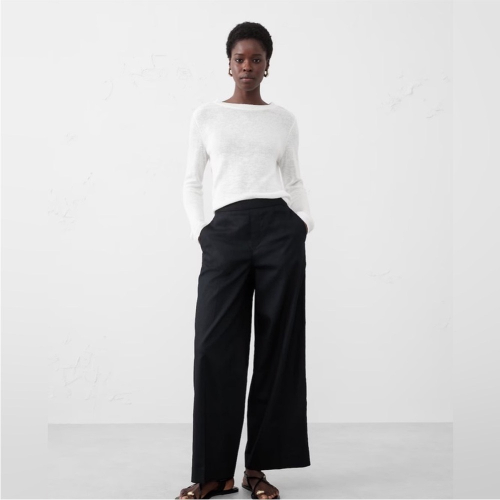 NWT! Banana Republic Black Hayden Wide Leg Linen Blend Pull On Pant - Multiple 🔹 - Picture 1 of 6